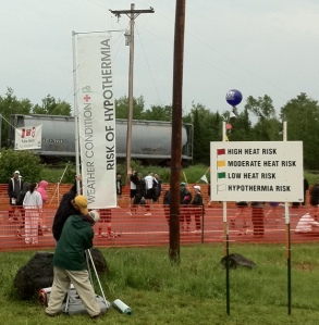 Hypothermia risk banner at Grandma's Marathon